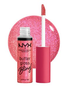 Gloss Labial NYX Butter Gloss Bling She Got Money 05 – Brilho Rosado com Efeito Cintilante