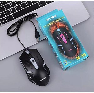 Mouse Usb Com Led Para Casa Ou Trabalho Cabo 1.5m