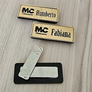 Crachá Magnético c/ acrílico Dourado