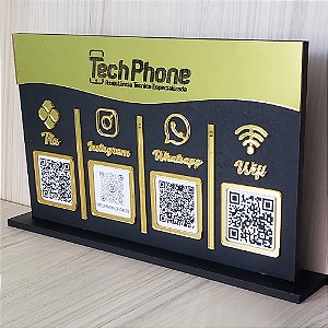 Placa QR Code Modelo Quadrada com 4 códigos