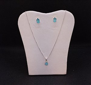 Colar E Brinco De Prata Com Apatita
