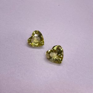 Quartzo Diverso Green Gold Coração Par 10mm