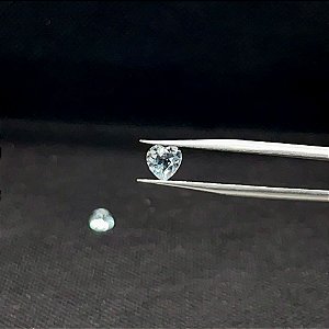 Água Marinha Facetada Coração Par 6mm
