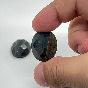 Quartzo Diverso Olho De Falcão Facetado Oval Par 20x25
