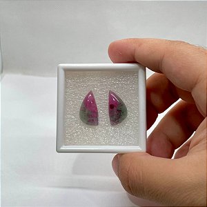 Turmalina Melancia Cabochão Forma Livre Par