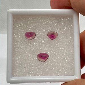 Turmalina Rosa cabochão Coração S/ Cava Trio