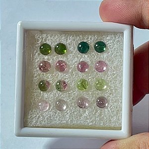 Turmalina Redonda 5mm Cabochão lote 16 pedras
