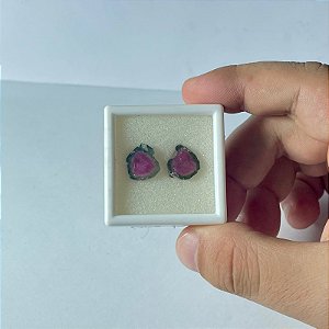 Turmalina Melancia Placa Par 11x12mm