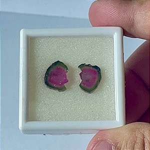 Turmalina Melancia Placa Par 9x11mm