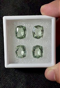 Prasiolita Facetada Retangular Lote 4 Pedras 11x13