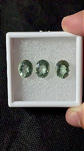 Prasiolita Facetada Oval Trio 10x12