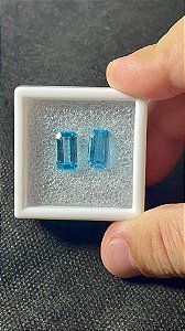 Topázio Azul Facetado Retangular Par 7x12