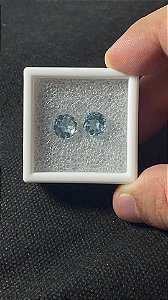 Topázio Azul Facetado Redondo Par 9mm