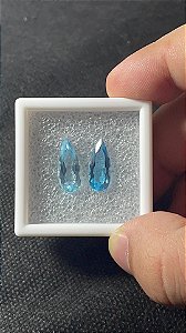 Topázio Azul Facetado Gota Par 7x16