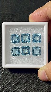 Topázio Azul Facetado Quadrado Antique Lote 6 Pedras