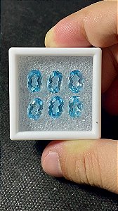 Topázio Azul Facetado Oval Lote 6 Pedras 7x10