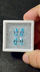 Topázio Azul Facetado Gota Lote 4 Pedras