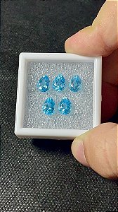 Topázio Azul Facetado Gota Lote 5 Pedras