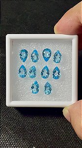 Topázio Azul Facetado Gota Lote 10 Pedras