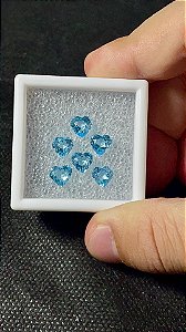 Topázio Azul Facetado Coração Lote 6 Pedras