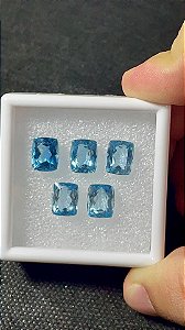 Topázio Azul Facetado Lap. Antique Lote 5 Pedras