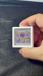 Ametrine Facetado Retangular Lote 6 Pedras