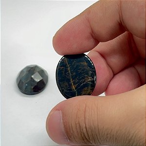 Quartzo Diverso Olho De Falcão Facetado Oval Par 20x25