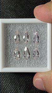 Morganita Facetada Gota Lote 6 Pedras 5x10