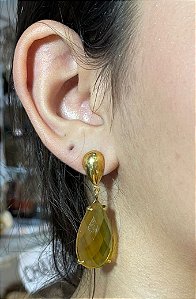 Brinco Banhado a ouro 18k de Citrino.