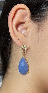 Brinco Banhado a ouro 18k de Quartzo Azul.