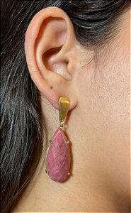 Brinco Banhado a ouro 18k de Quartzo Goiaba