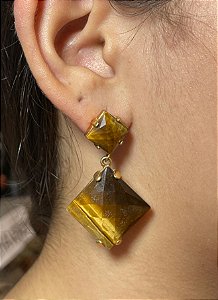 Brinco Banhado a ouro 18k de Olho De Tigre