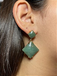 Brinco Banhado a ouro 18k de Quartzo Verde