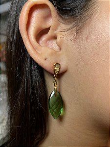 Brinco Banhado a ouro 18k de Zircônia Verde