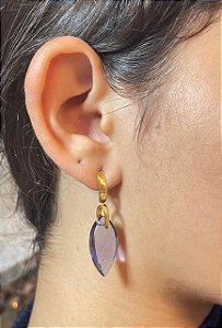 Brinco Banhado a ouro 18k de Zircônia Roxa