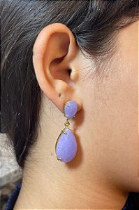 Brinco Banhado a ouro 18k de Frizita Lilás
