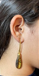 Brinco Banhado a ouro 18k de Olho De Tigre