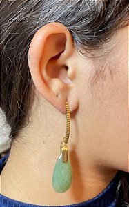 Brinco Banhado a ouro 18k de Quartzo Verde