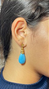 Brinco Banhado a ouro 18k de Turquesa