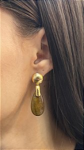 Brinco Banhado a ouro 18k de Olho De Tigre