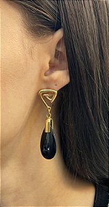 Brinco Banhado a ouro 18k de Onix