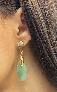 Brinco Banhado a ouro 18k de Quartzo Verde