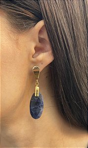 Brinco Banhado a ouro 18k de Sodalita
