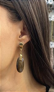 Brinco Banhado a ouro 18k de Olho De Tigre
