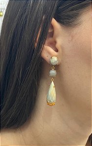 Brinco Banhado a ouro 18k de Jaspe