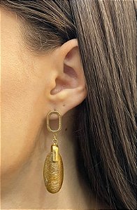 Brinco Banhado a ouro 18k de Olho De Tigre