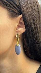 Brinco Banhado a ouro 18k de Quartzo Azul