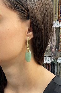 Brinco Banhado a ouro 18k de Quartzo Verde