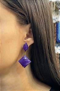 Brinco Banhado a ouro 18k de Frizita Roxa