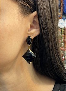Brinco Banhado a ouro 18k de Ônix